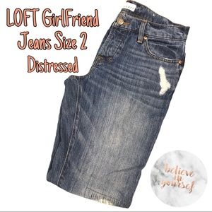 LOFT, Distressed Girlfriend Jeans Med Wash size 2